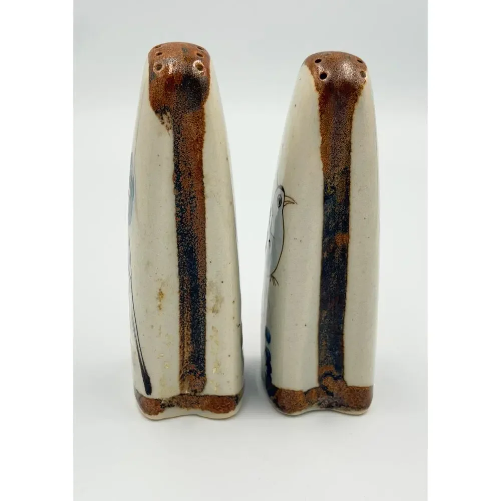 Folk-Art Ken Edwards Palomar Tonala Pottery Hand Painted Salt and Pepper Shakers